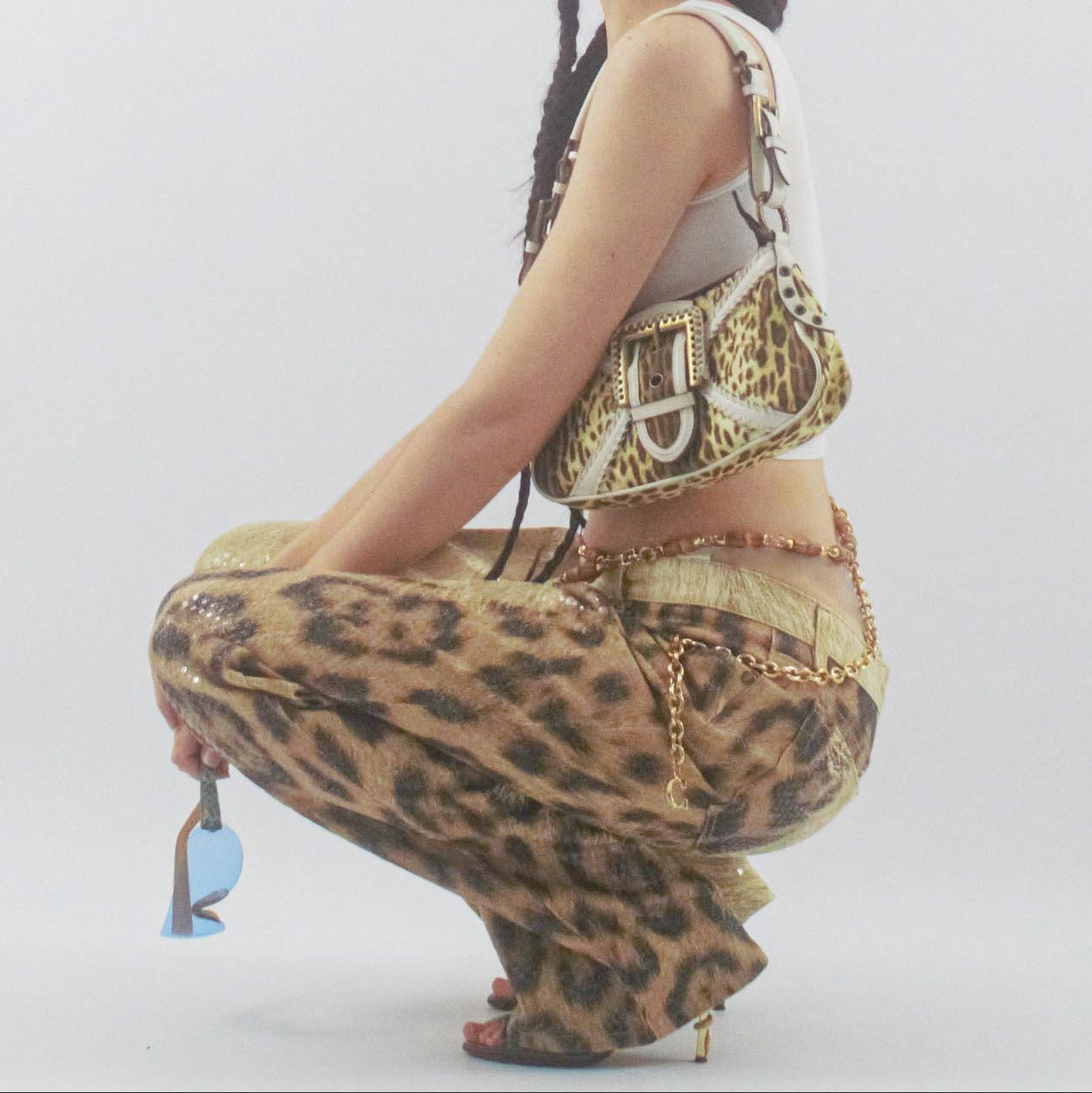 Roberto Cavalli glittering leopard jeans pants -M