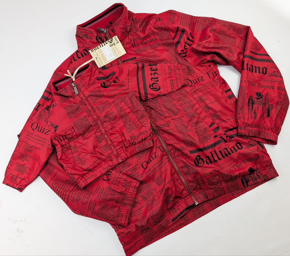 John Galliano jacket with "newspaper" monogram