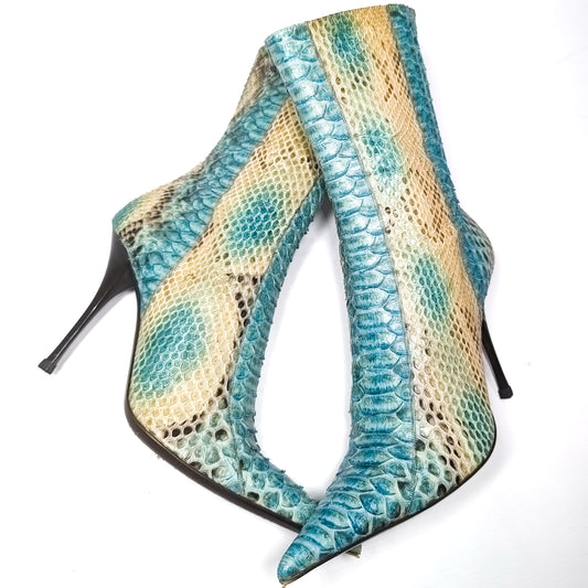 Gianmarco Lorenzi blue python ankle boots - EU38|UK5|US7