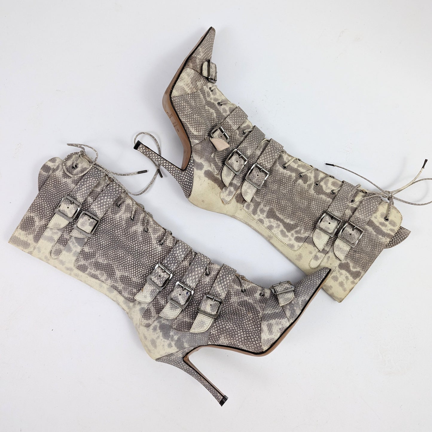 Gray snake leather Dior lace-up boots - EU38 | UK5 | US6 5.