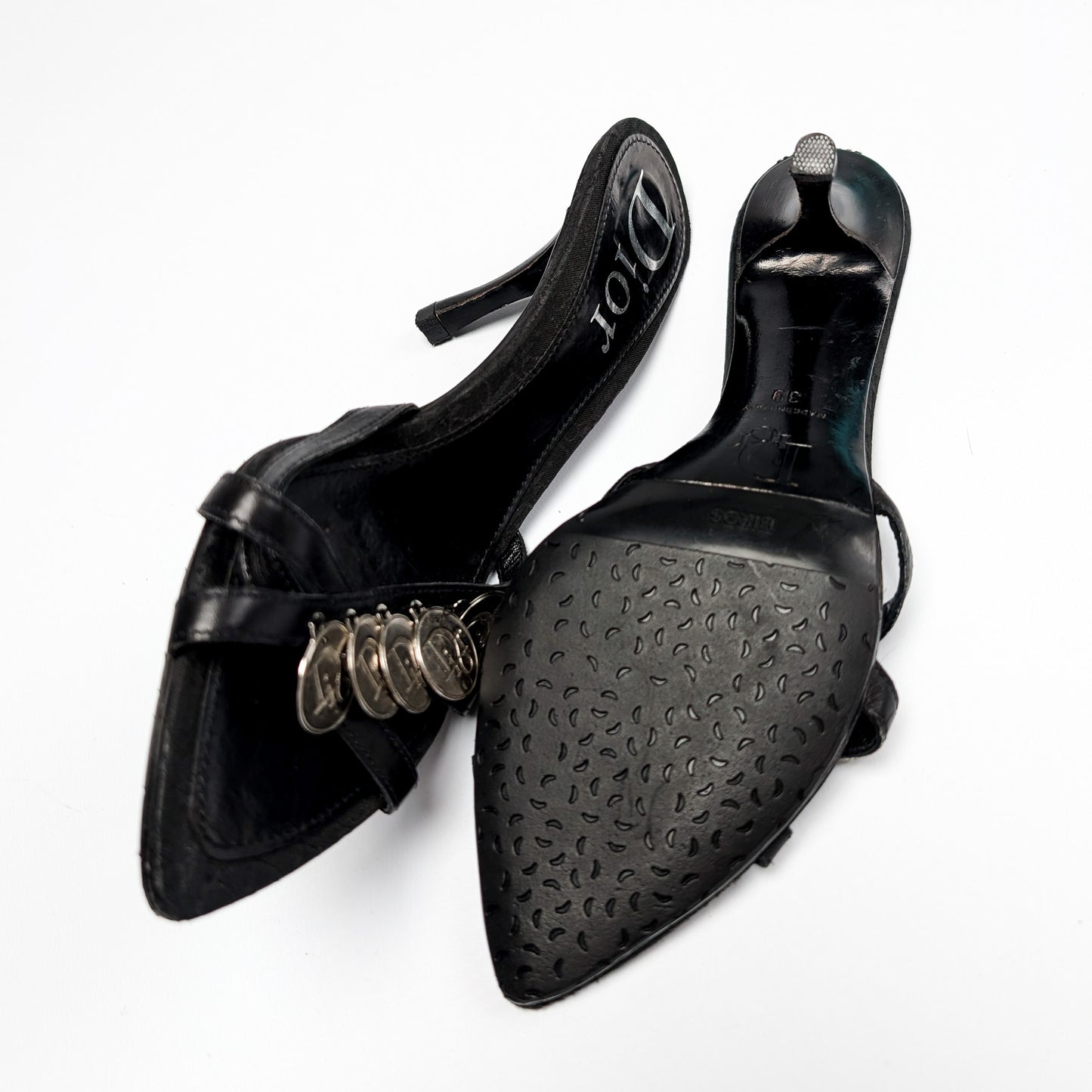 Dior by Galliano Coin-Embellished Mules - EU39|6UK|8US