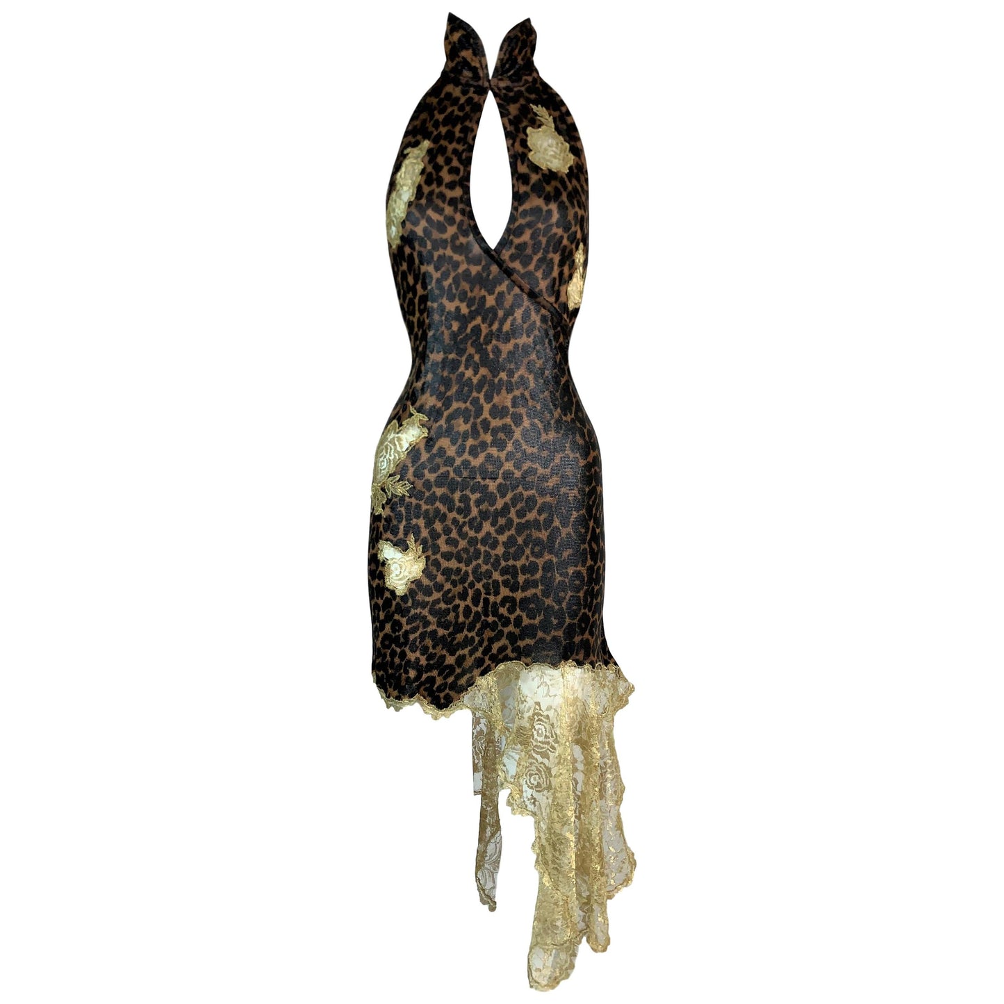 Dior Shiny Leopard dress embellished with lace by Galliano F/W 2000 - S