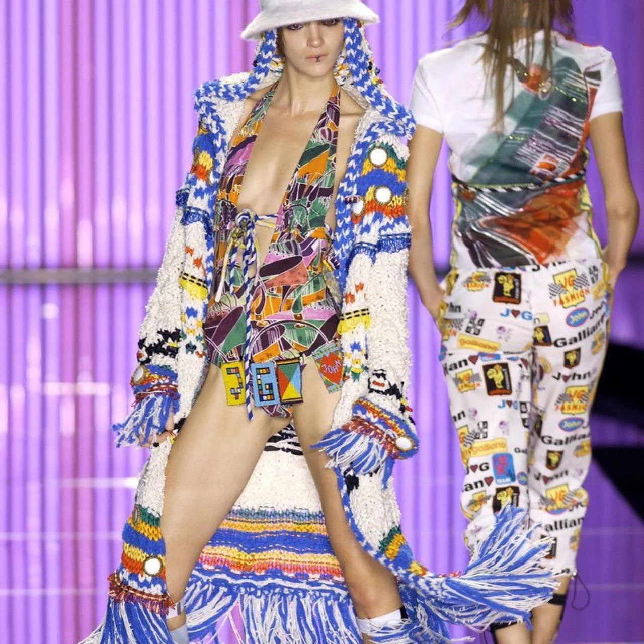 "J'adore John Galliano" monogram print trousers