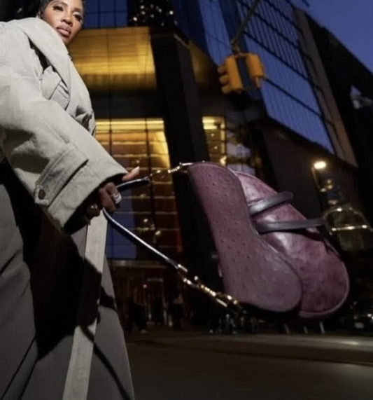 Purple Saddle Bag in Dior Ostrich Leather by Galliano - F/W 2000