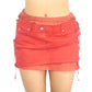 Paul Gaultier red denim skirt with boxer effect - M