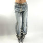 Roberto Cavalli washed jeans pants with tiger print - M/L