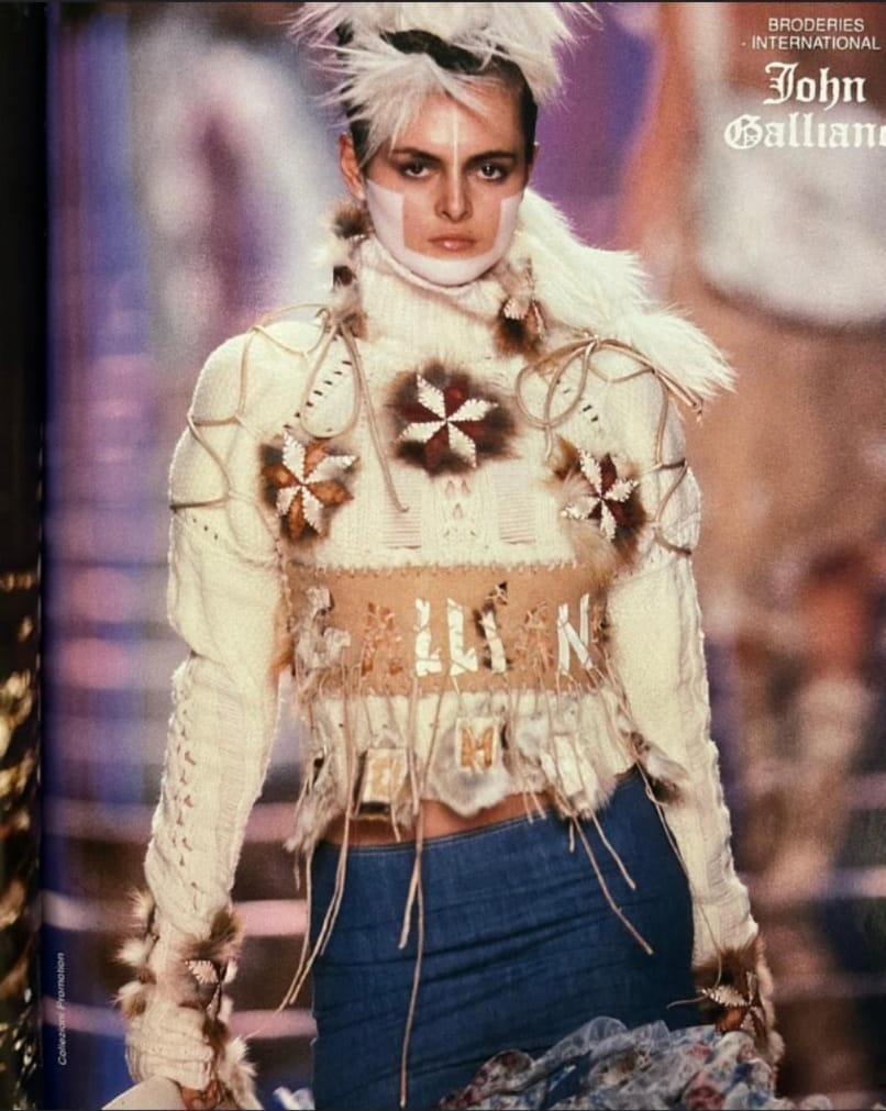 John Galliano Suede and Fur Bag