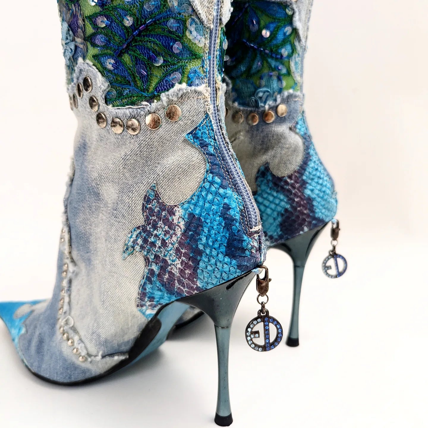 Sequin Embellished Denim El Dantes Boots - EU39|UK5.5|US7.5