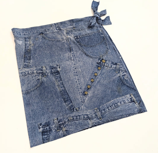 Pareo skirt with trompe l'oeil print denim jeans Dior by Galliano - S/S2000