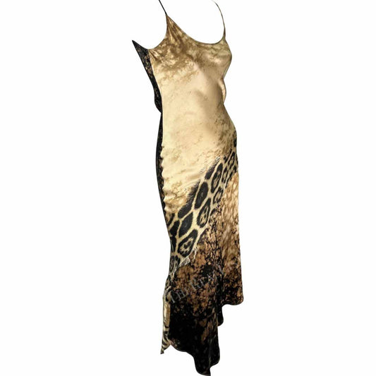 Roberto Cavalli Washed leopard silk dress F/W 2001- S