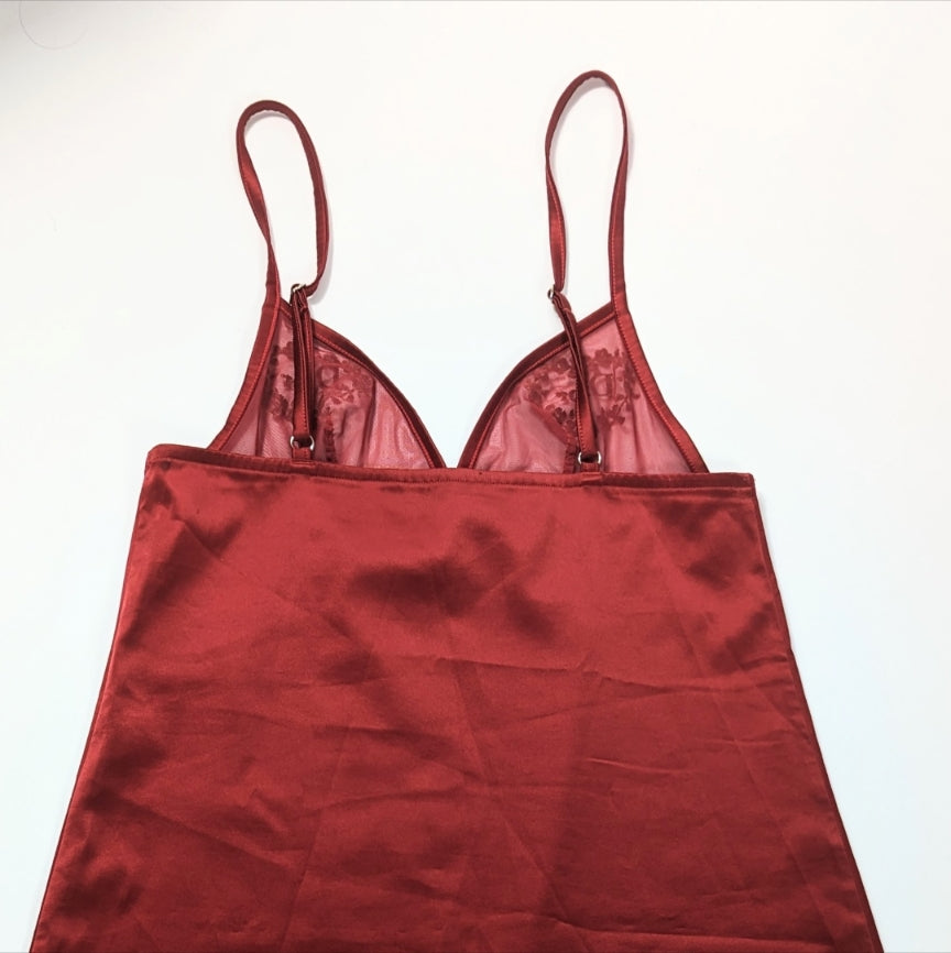 Dior satin burgundy mesh slip dress - S/M