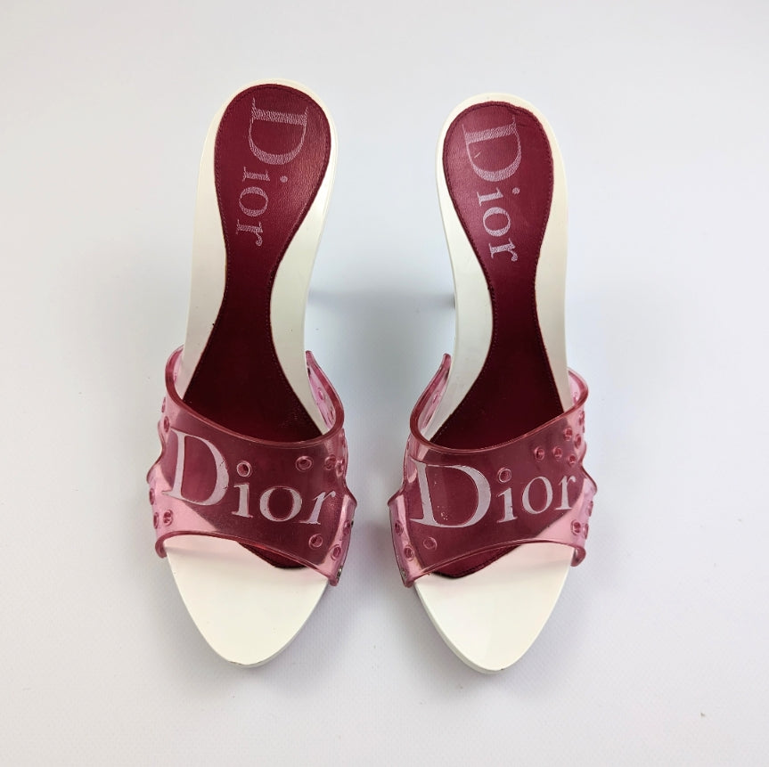 Dior white and burgundy Jelly mules by Galliano - EU39,5|6,5UK|8,5US