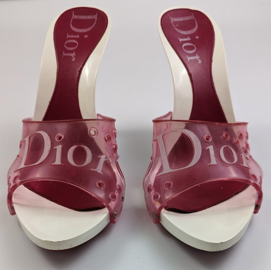 Dior white and burgundy Jelly mules by Galliano - EU39,5|6,5UK|8,5US