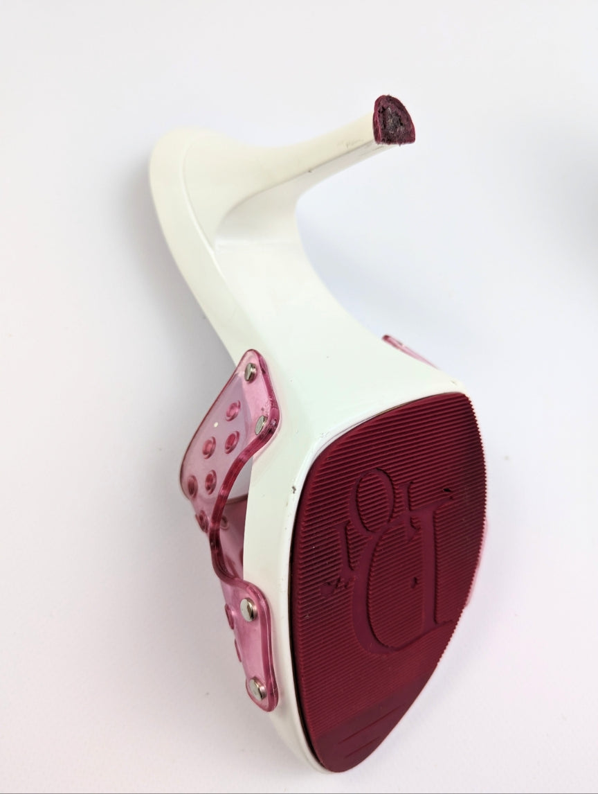 Dior white and burgundy Jelly mules by Galliano - EU39,5|6,5UK|8,5US