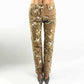 Cavalli beige stretch jeans with oriental print - S