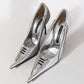 Gianmarco Lorenzi silver and black pump - FR37 | UK4| US5.5