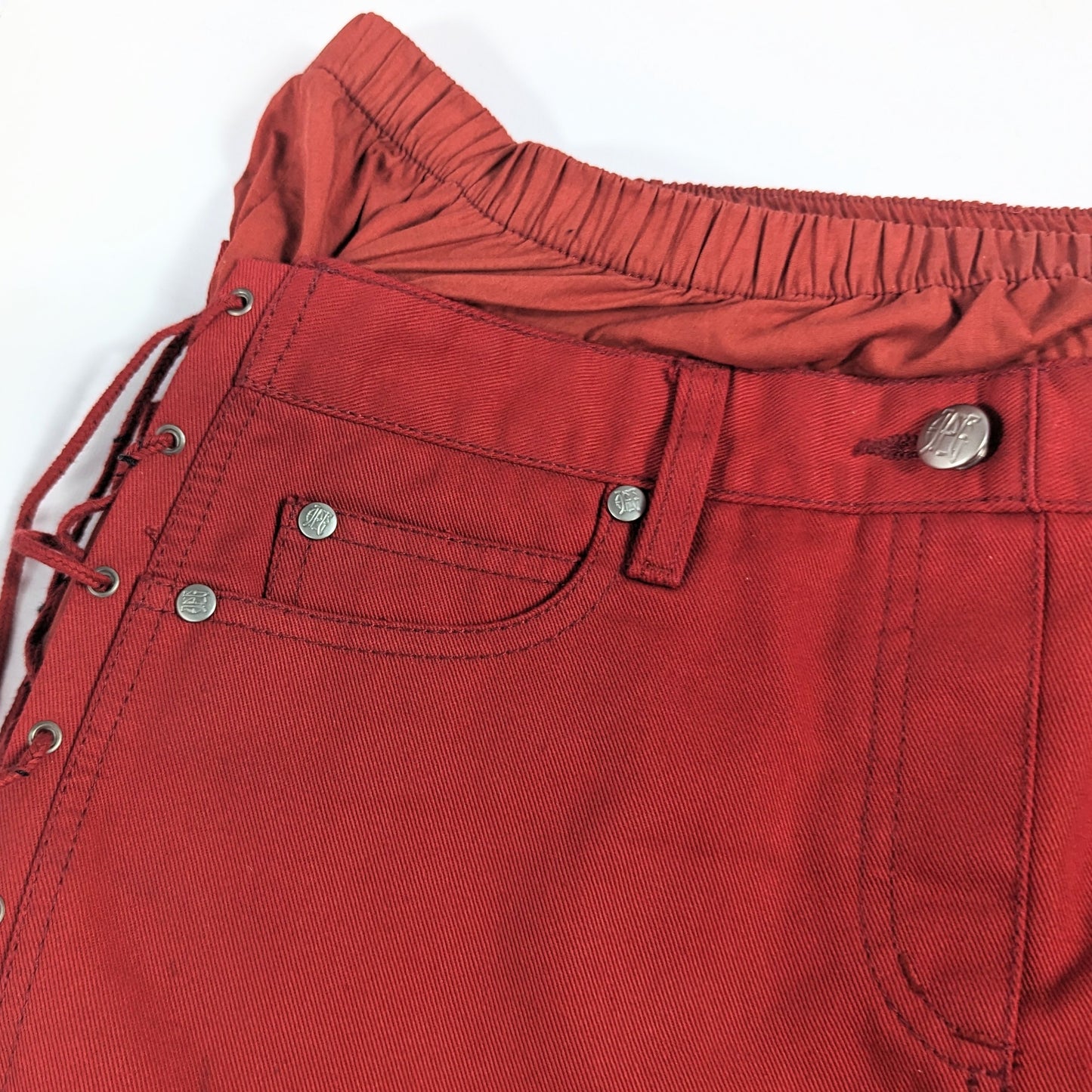 Paul Gaultier red denim skirt with boxer effect - M