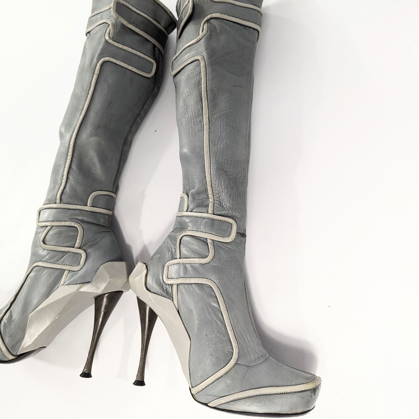 Celine high boots in gray leather -FW2008