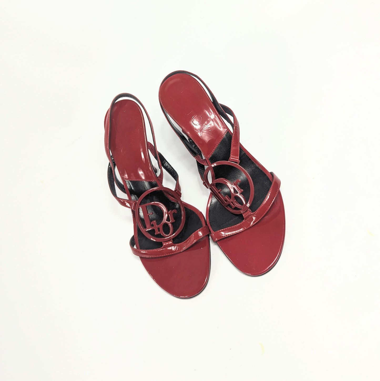 Red patent sandals with Dior logo by Galliano -EU36|UK3,5|US5,5