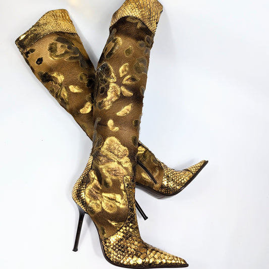 Gianmarco Lorenzi gold snake Boots - EU37|UK4|US5,5