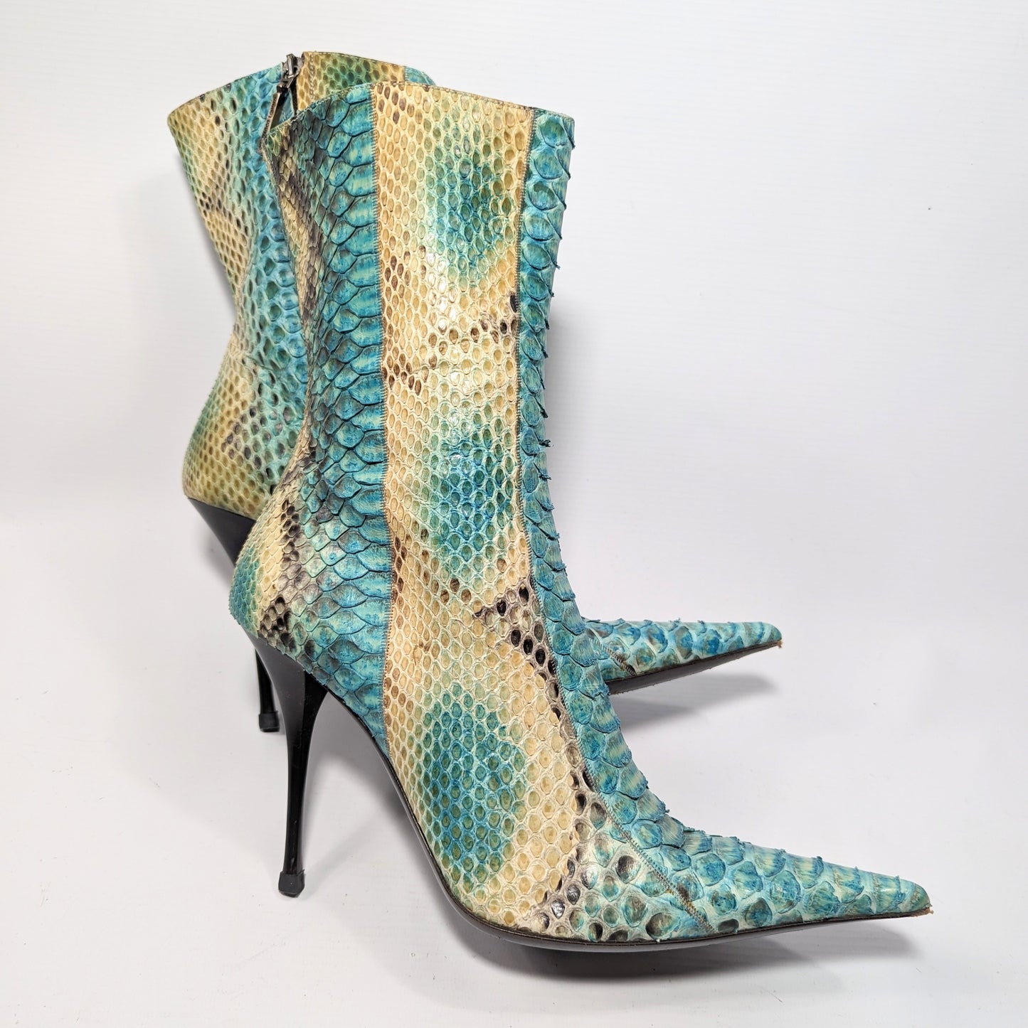 Gianmarco Lorenzi blue python ankle boots - FR39 | UK5.5 | US7