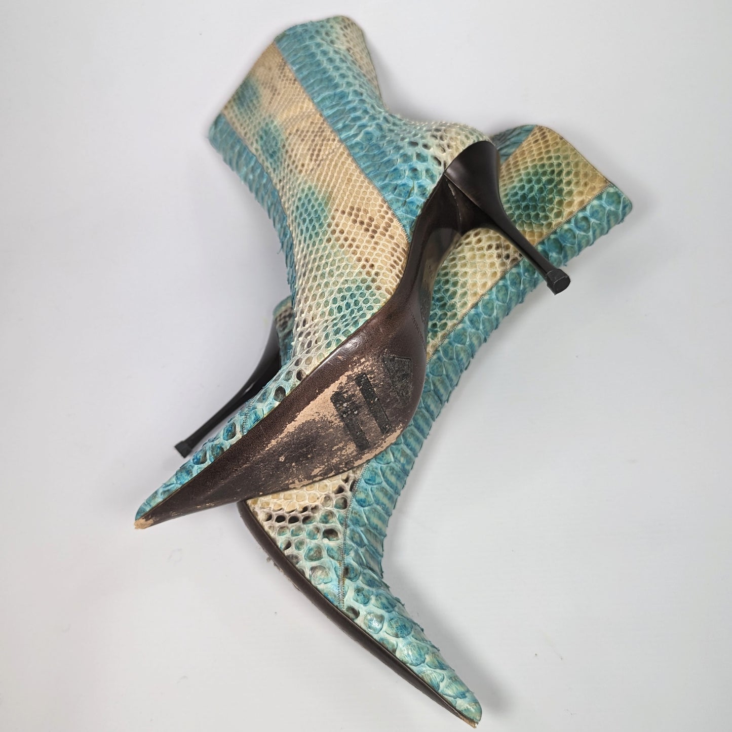 Gianmarco Lorenzi blue python ankle boots - FR39 | UK5.5 | US7