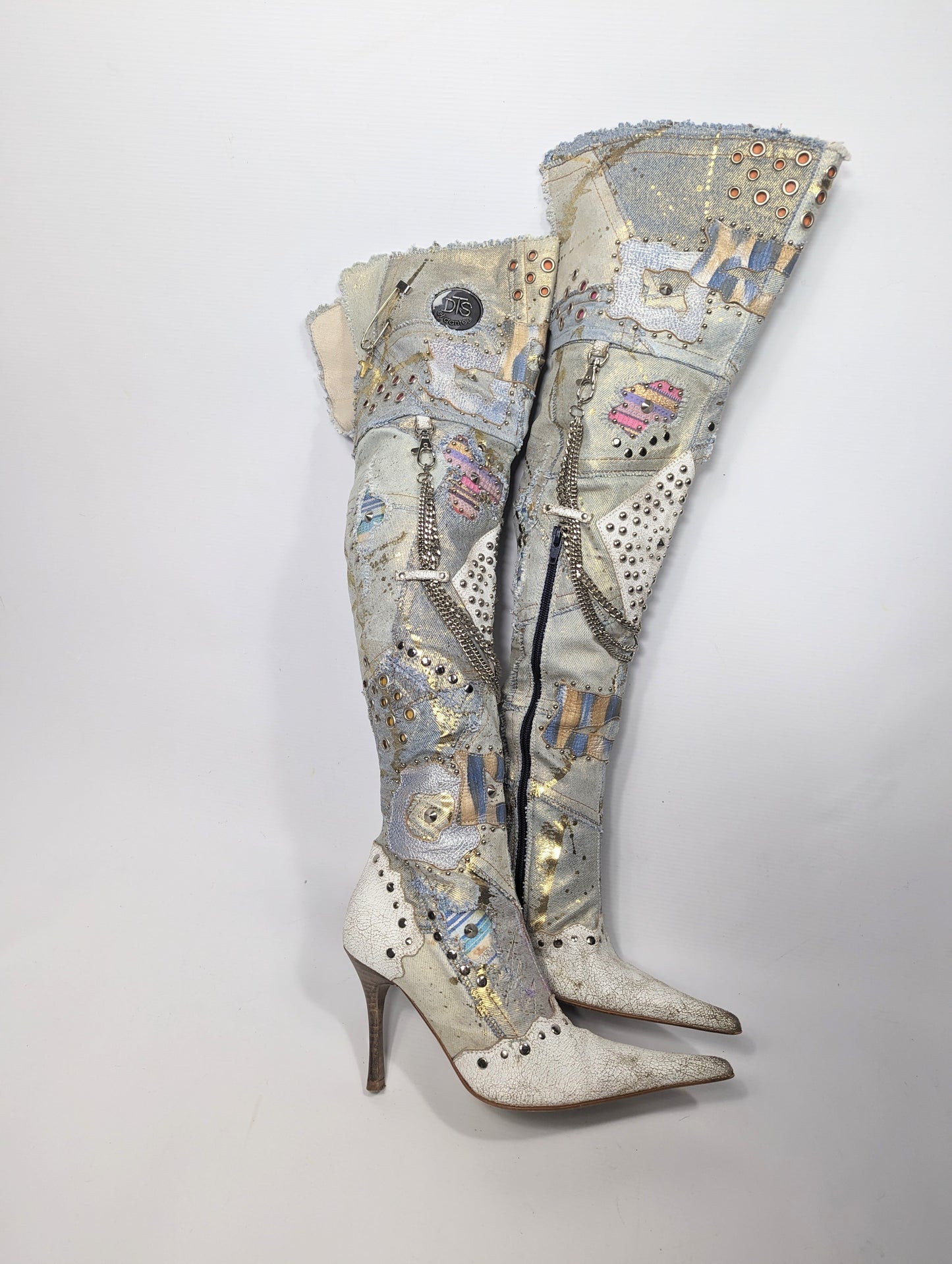 Boots El Dantes in patchwork denim -EU37|UK4|US6