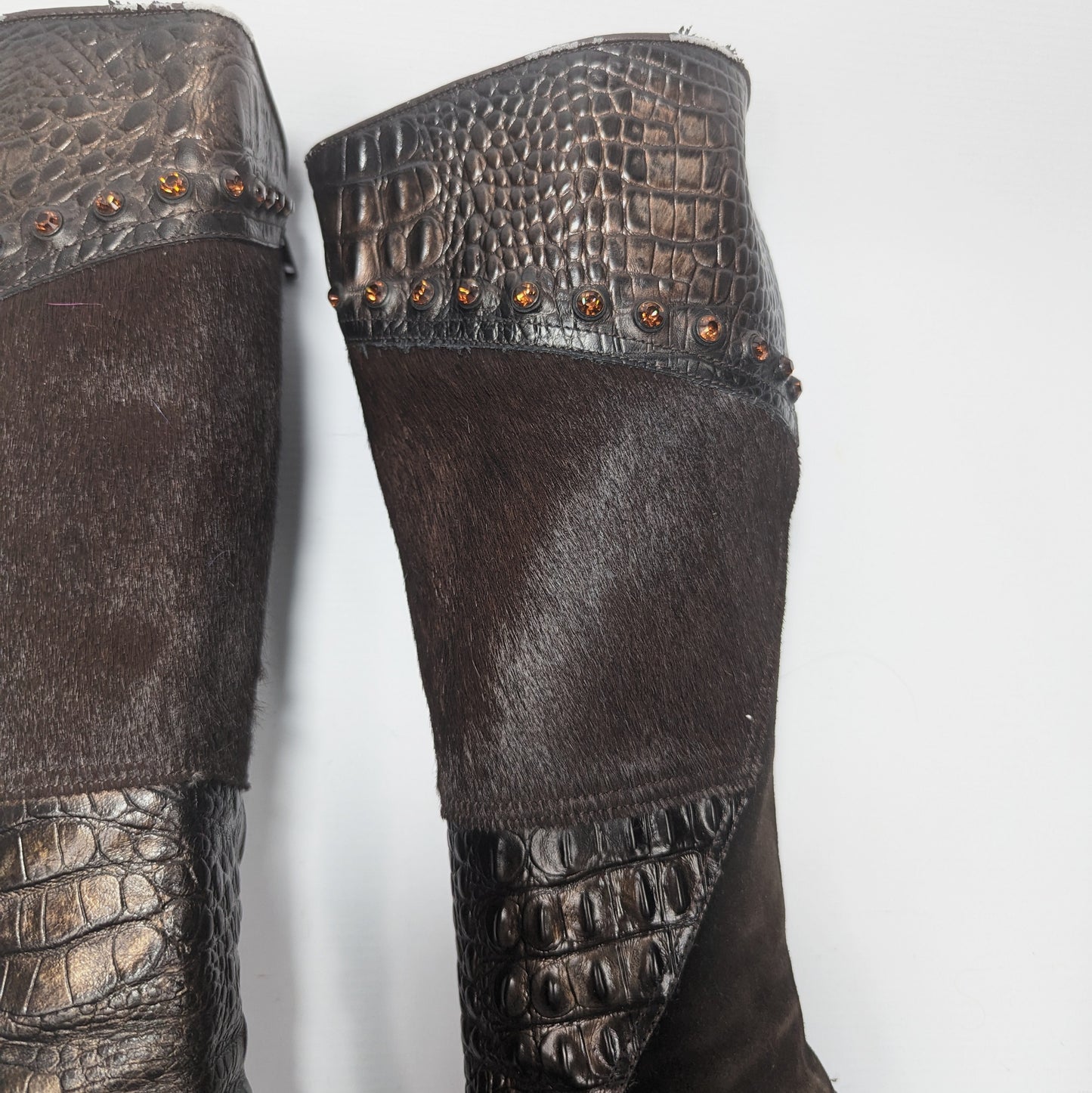 Fur and leather patchwork boots - EU37|UK4|US6