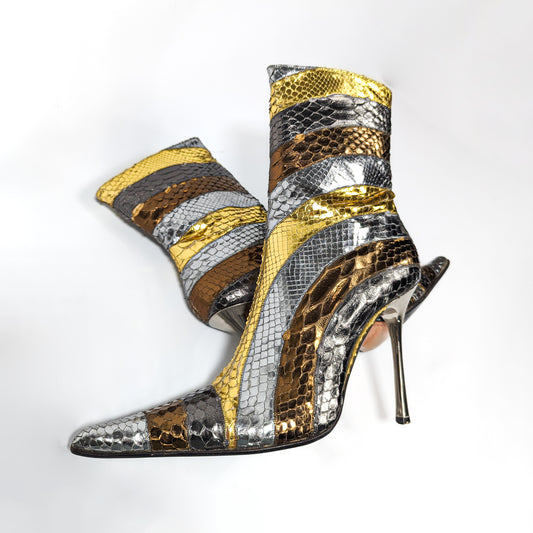 Gianmarco Lorenzi gold python ankle boots - EU40|7UK|9US