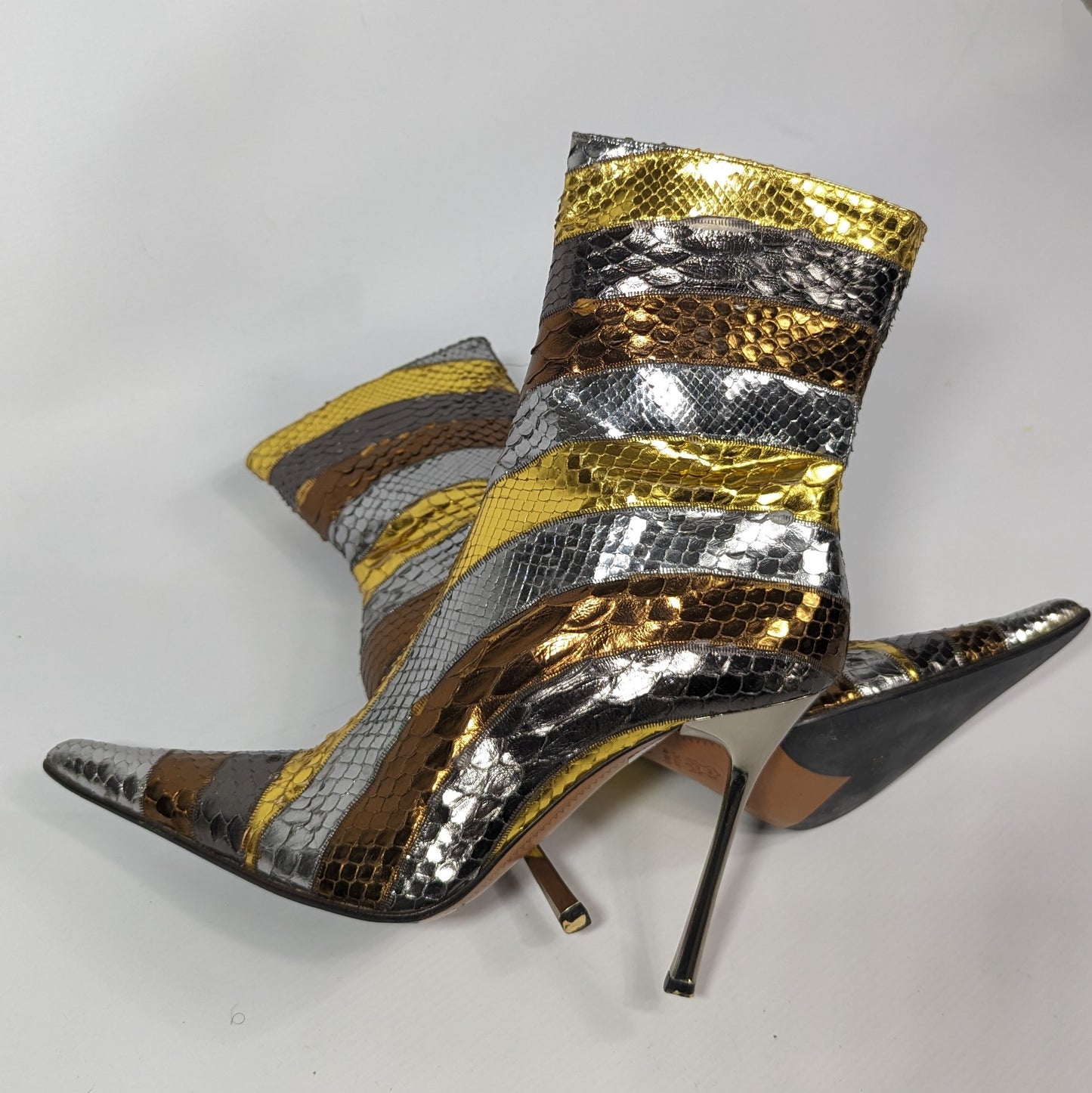 Gianmarco Lorenzi gold python ankle boots - EU40|7UK|9US