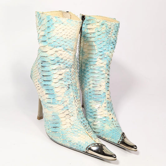 Gianmarco Lorenzi blue python ankle boots - EU38|UK5|US7