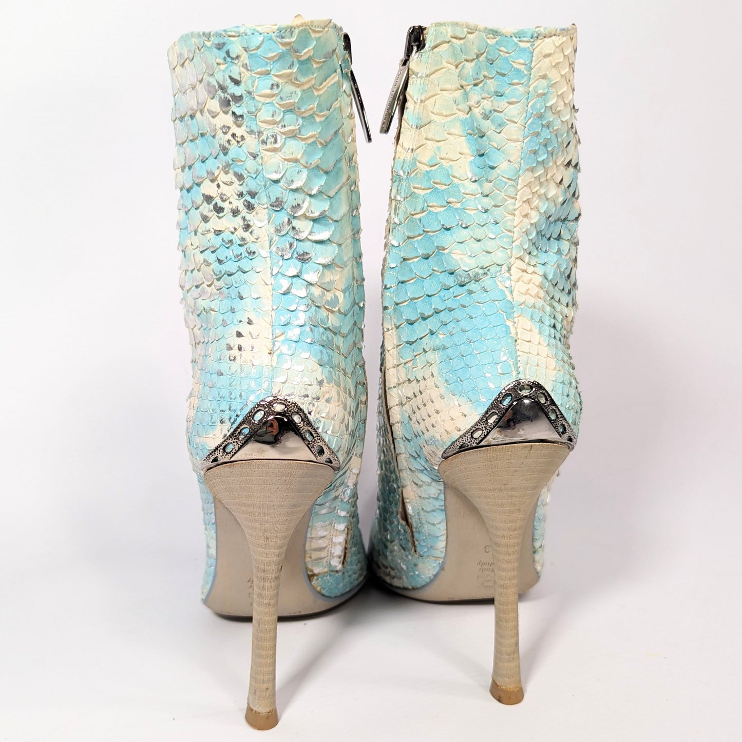 Gianmarco Lorenzi blue python ankle boots - EU38|UK5|US7