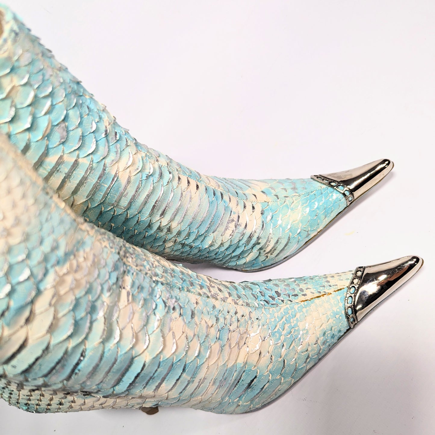 Gianmarco Lorenzi blue python ankle boots - EU38|UK5|US7