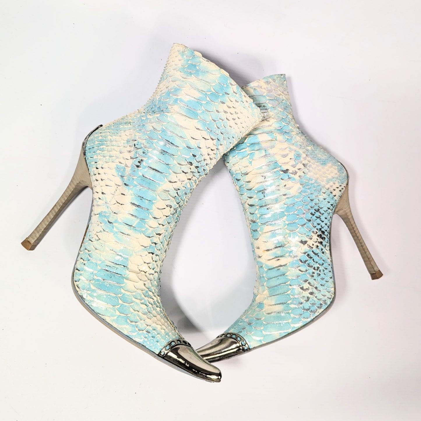 Gianmarco Lorenzi blue python ankle boots - EU38|UK5|US7