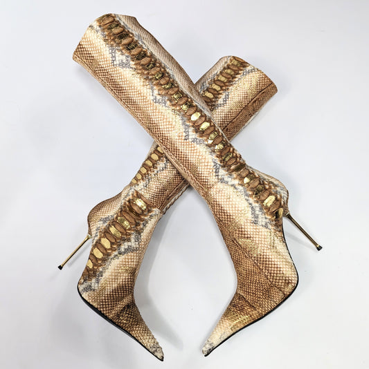 Brown and gold python boots Gianmarco Lorenzi - EU39|UK5.5|US7