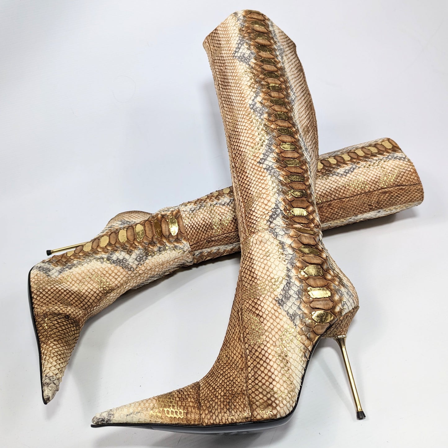 Brown and gold python boots Gianmarco Lorenzi - EU39|UK5.5|US7