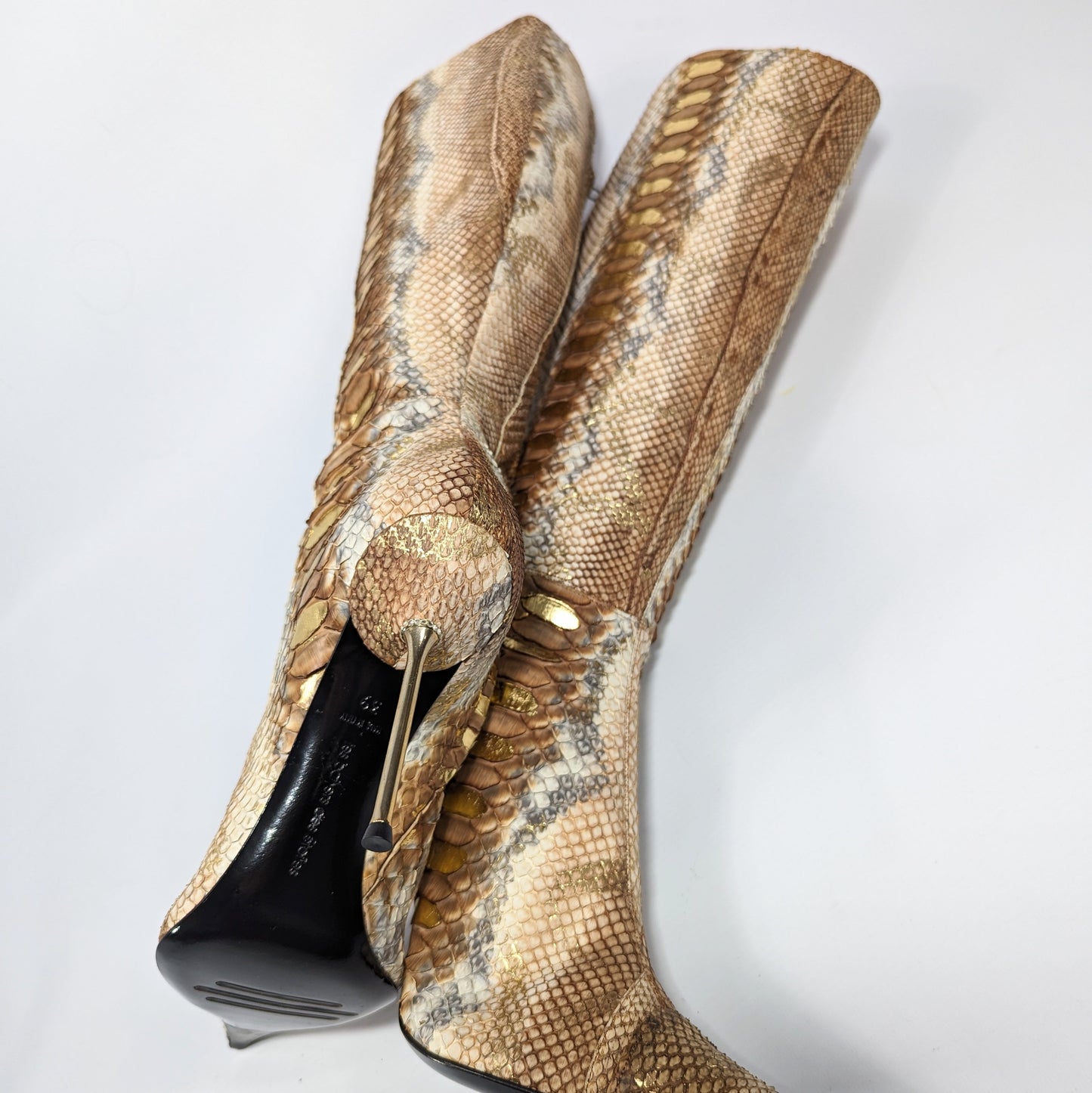 Brown and gold python boots Gianmarco Lorenzi - EU39|UK5.5|US7