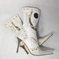 El Dantes white ankle boots decorated with studs and chains - EU41|UK8|US10