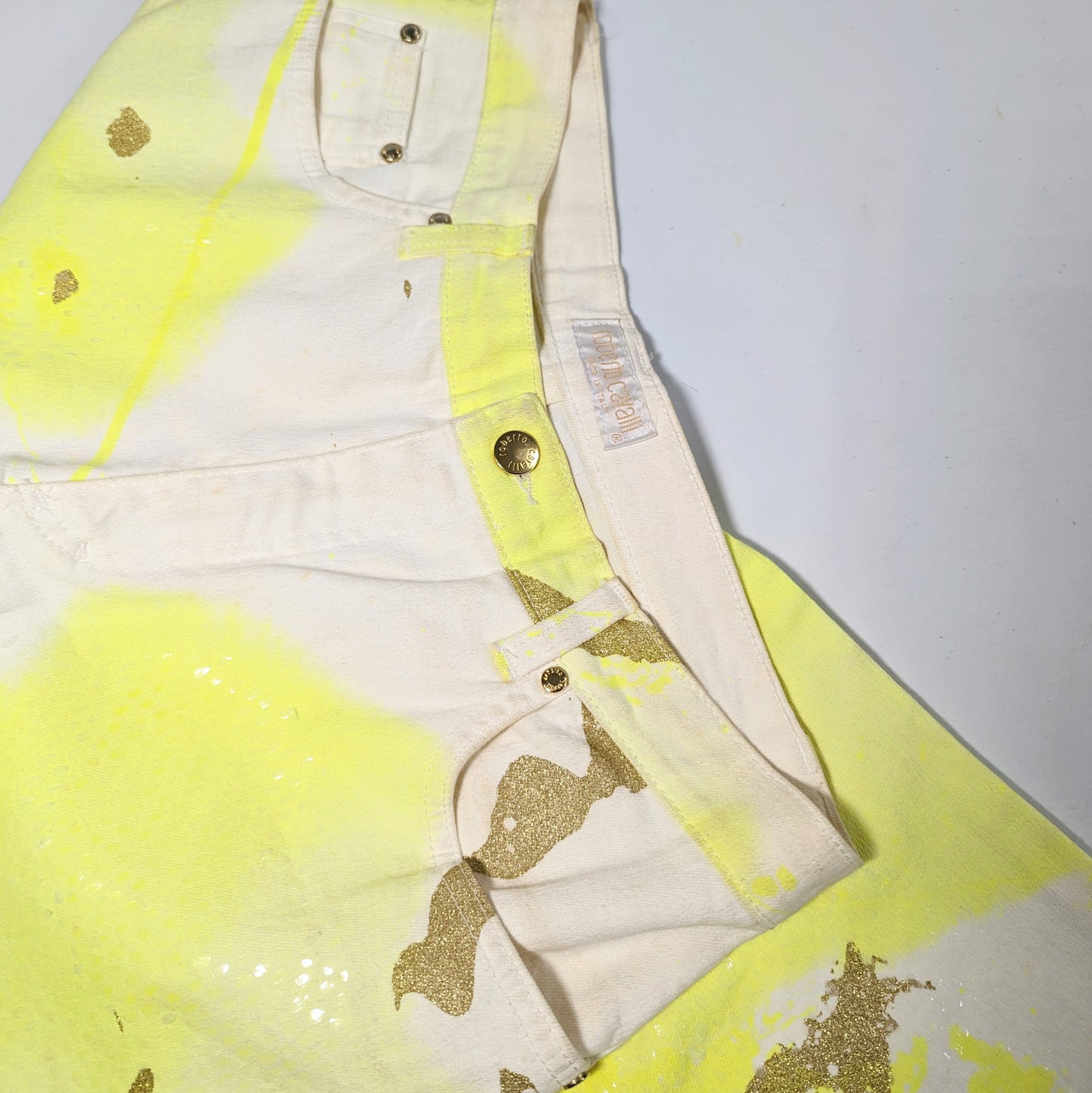 Roberto Cavalli yellow sequin jeans - M