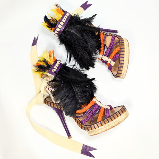 Dior by Galliano Feather Sandals -EU36|UK3|US5