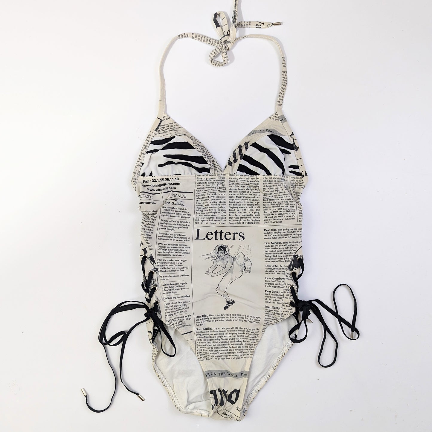 John Galliano Newspaper Print Swimsuit - XS