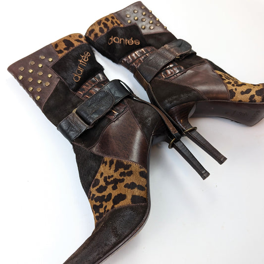 El Dantes leather and fur patchwork boots - EU37 | UK4 | US5.5