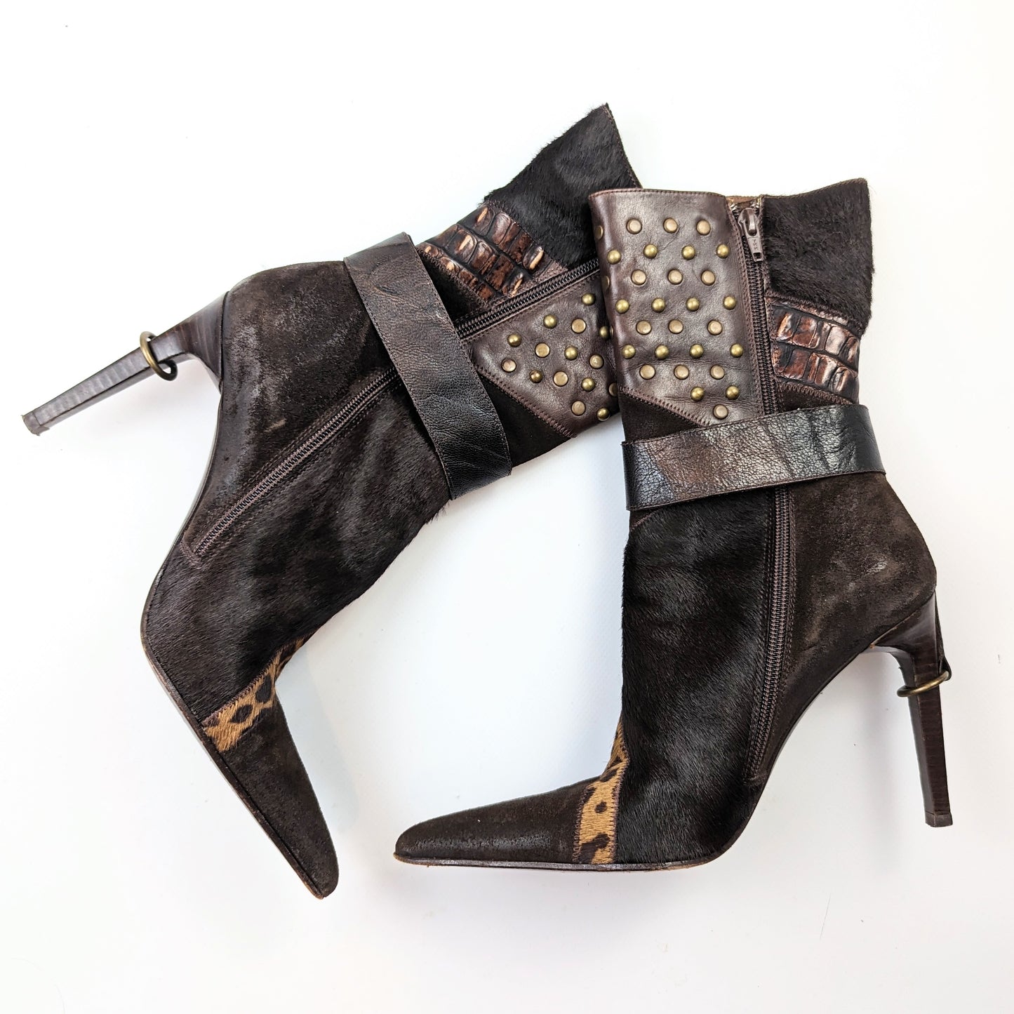 El Dantes leather and fur patchwork boots - EU37|UK4|US6