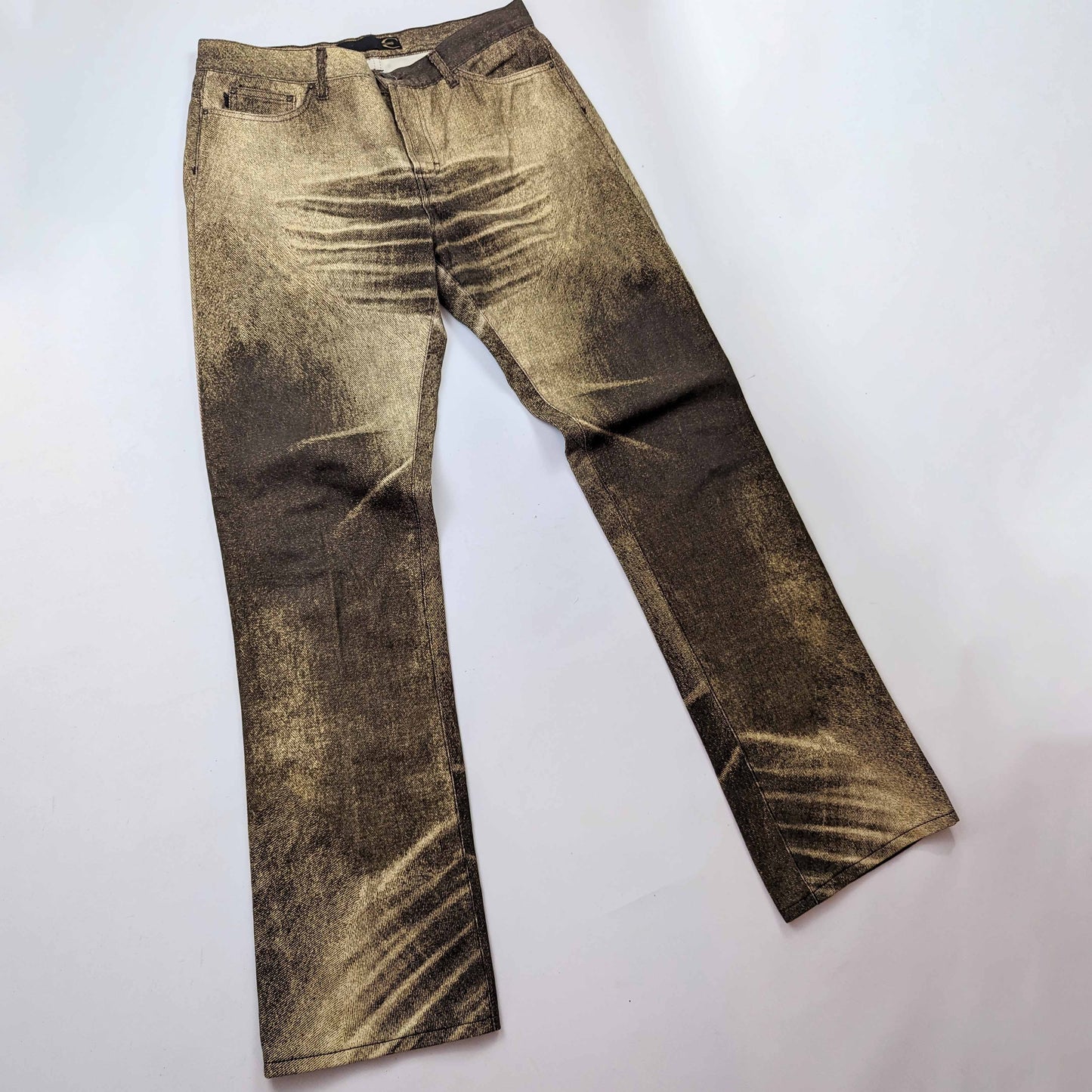 Roberto Cavalli faded khaki gold jeans - M