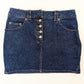 Denim mini skirt with Dior pink stitching by Galliano - S