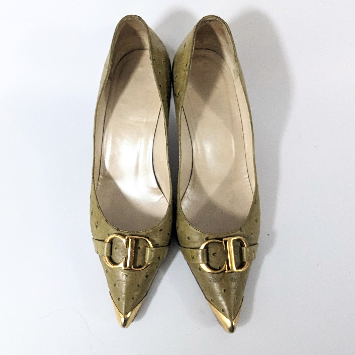 Dior pumps by Galliano green gold initial A/W 2000 - EU37|UK4|US6