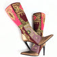 Oriental pink El Dantes boots decorated with rhinestones - EU37|UK4|US5,5