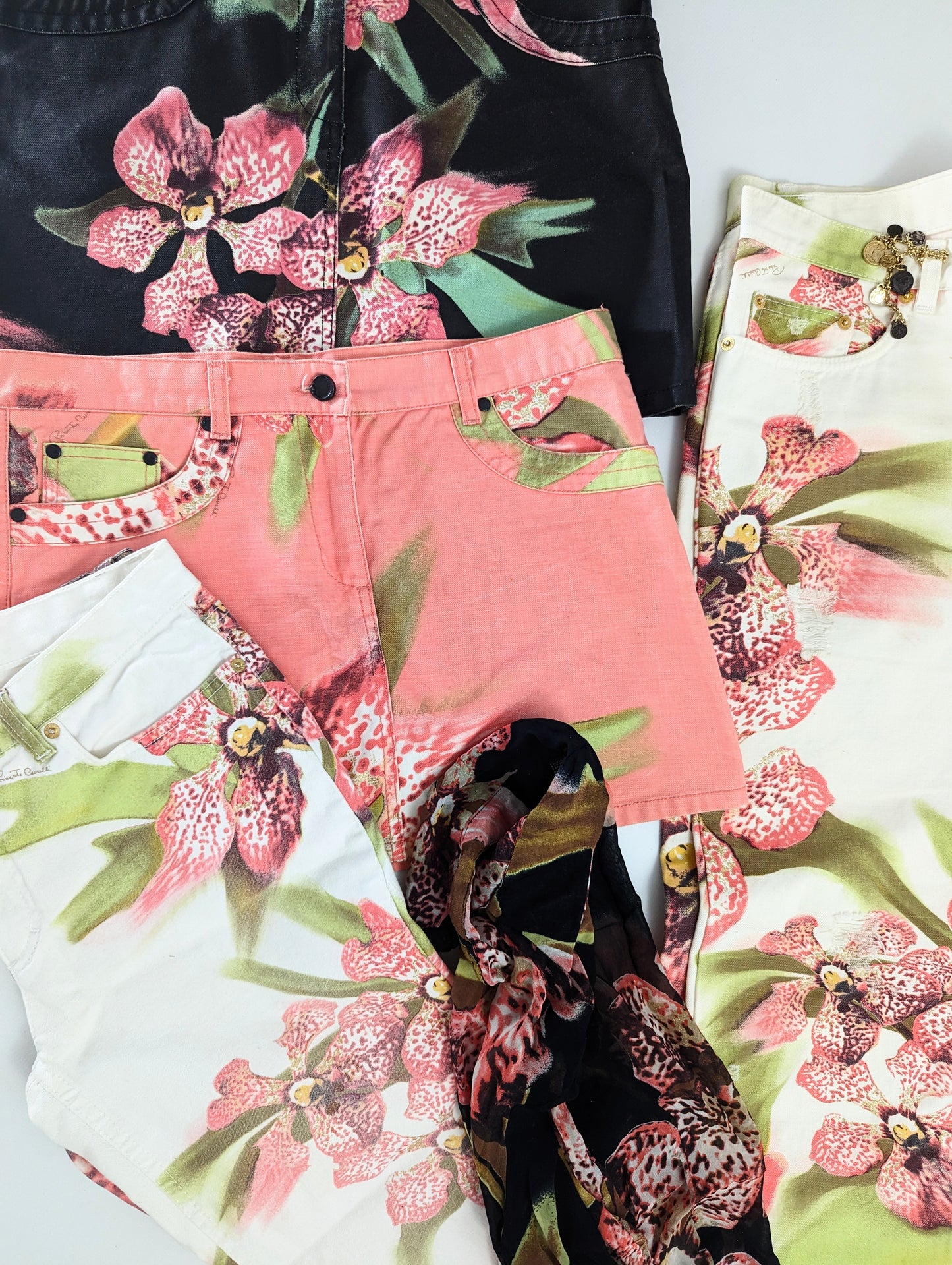 Roberto Cavalli flower skirt and shirt set