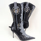 El Dantes black leather python style boots - EU37|UK4|US5,5