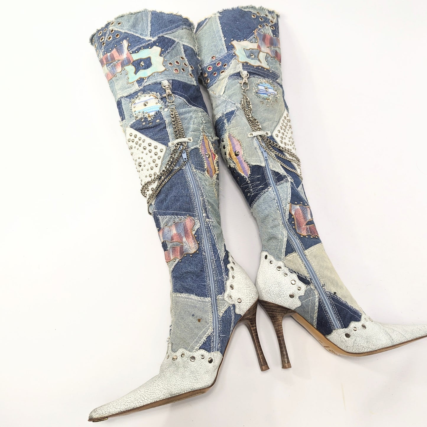 El Dantes patchwork denim over-the-knee boots - EU36,5|UK3,5|US5,5